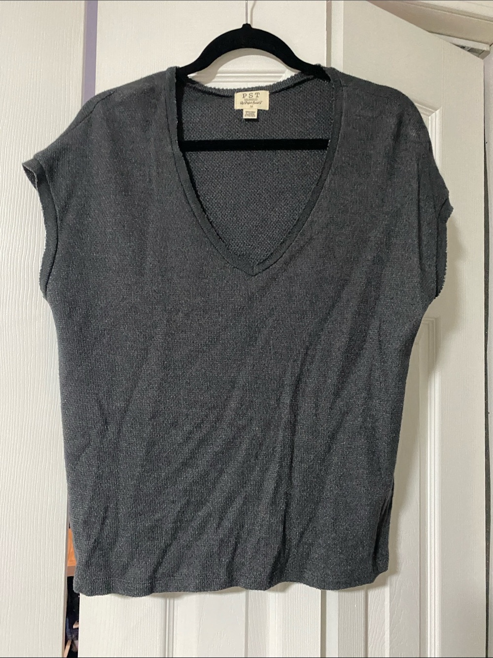 Project Social T Dark Gray V-Neck Cap Sleeve Tank